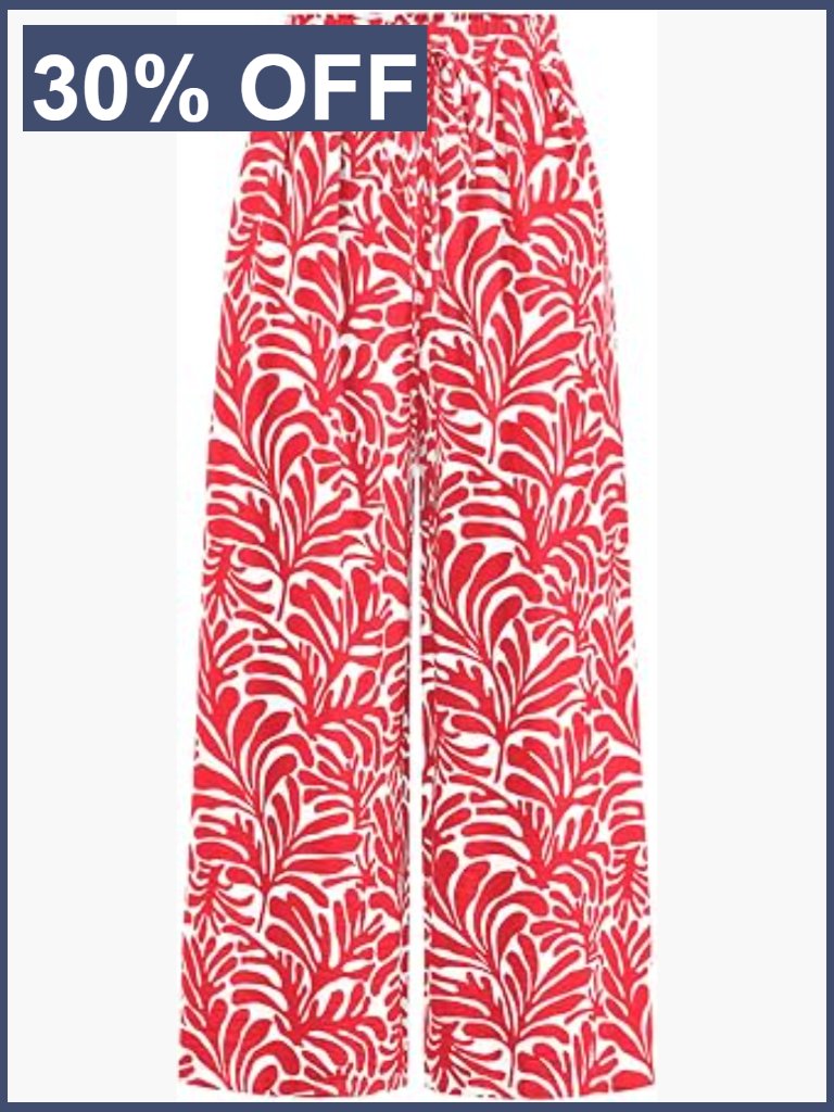 Women's Elastic Waist Wide Leg Floral Palazzo Pants With Pockets